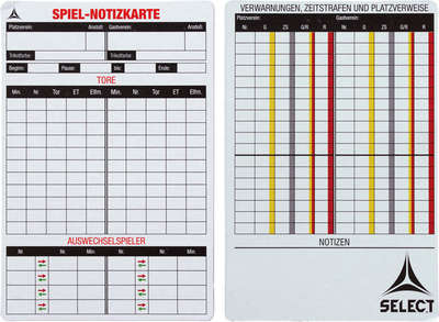 Select Scheidsrechter Spielnotizkarten