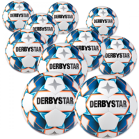 Derbystar Voetbal Stratos V20 Light Wit blauw oranje 1037 10 stuks met gratis ballenzak en pomp