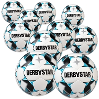 Derbystar Voetbal Brillant Light DB wit blauw zwart 1026 10 stuks met gratis ballenzak en pomp